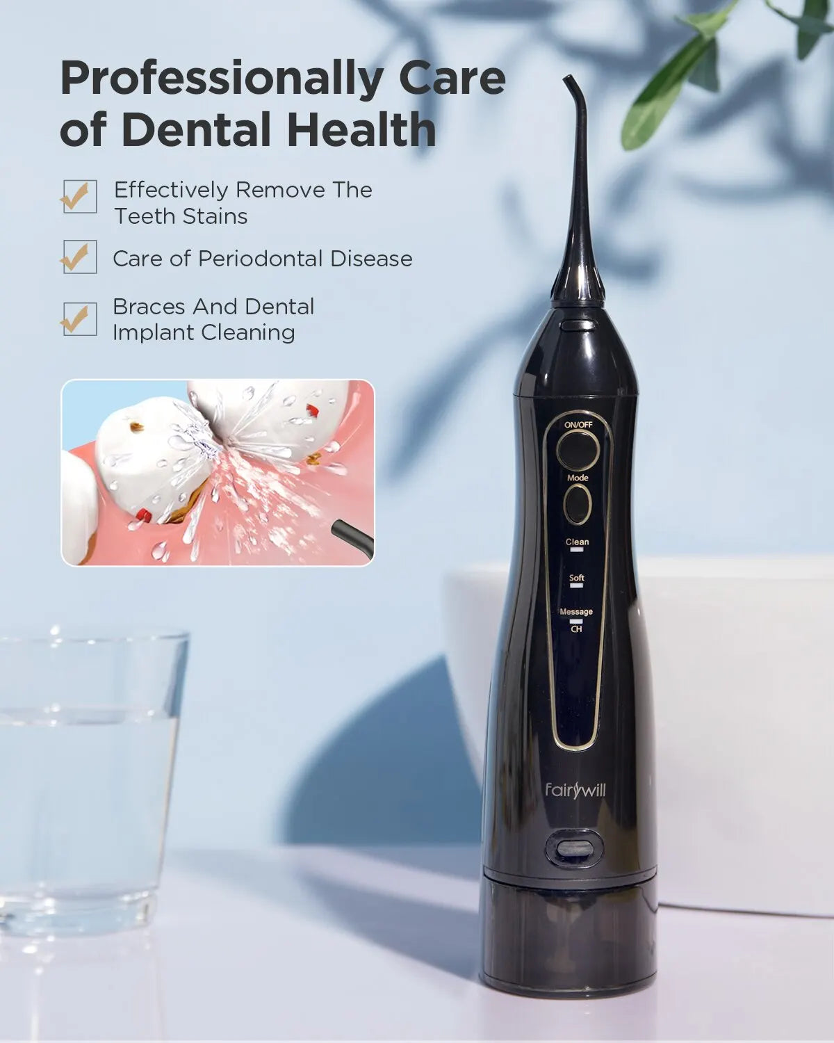 Irrigador Dental Portátil para Limpeza dos Dentes e Enxágue Bucal